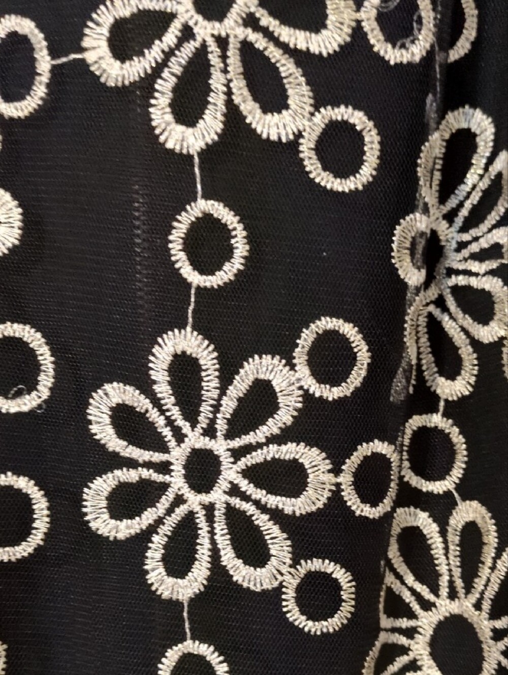 Suzy Shier Black Blouse with Ivory Floral Embroidery - Picture 4 of 7